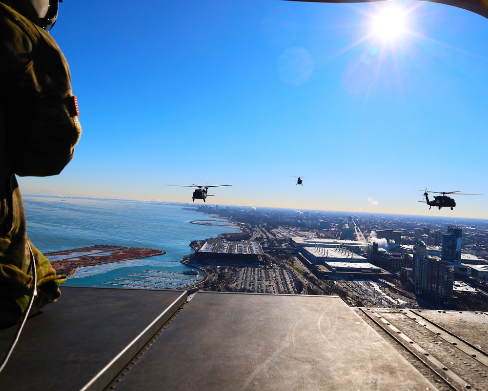 Illinois National Guard Soldiers Prepare for Military Missions With Display of Patriotism and Power