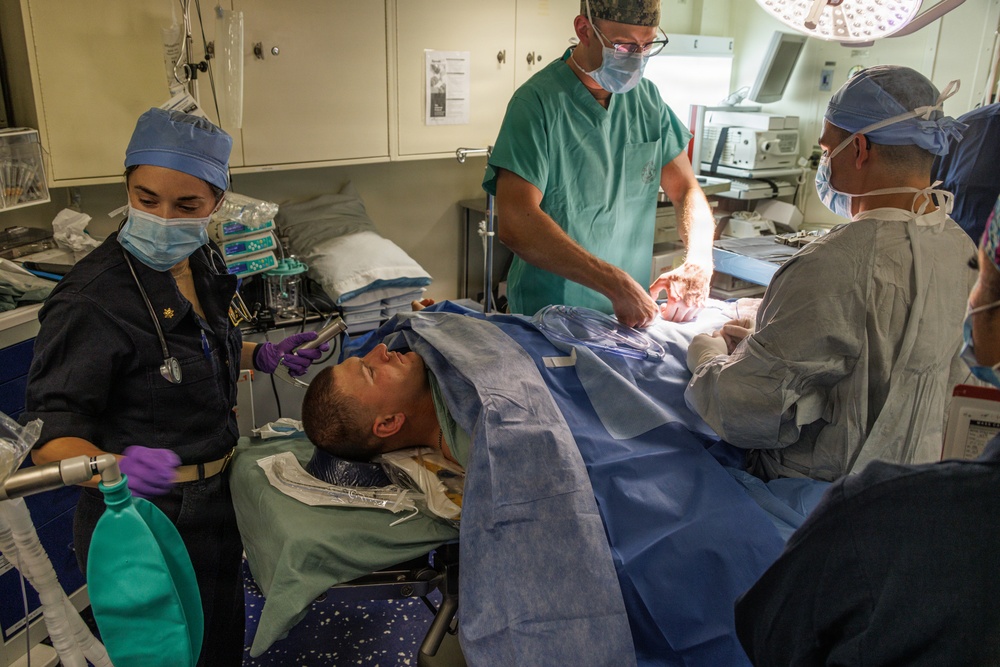 31st MEU | U.S. Navy Sailors conduct a Cherrypicker Drill aboard the USS Tripoli