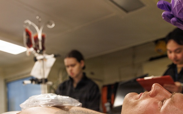 31st MEU | U.S. Navy Sailors conduct a Cherrypicker Drill aboard the USS Tripoli