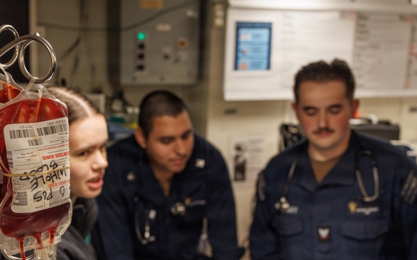 31st MEU | U.S. Navy Sailors conduct a Cherrypicker Drill aboard the USS Tripoli
