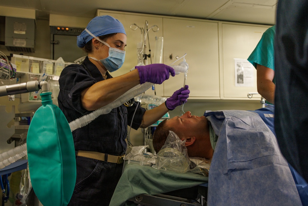 31st MEU | U.S. Navy Sailors conduct a Cherrypicker Drill aboard the USS Tripoli