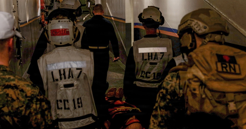 31st MEU | U.S. Navy Sailors conduct a Cherrypicker Drill aboard the USS Tripoli