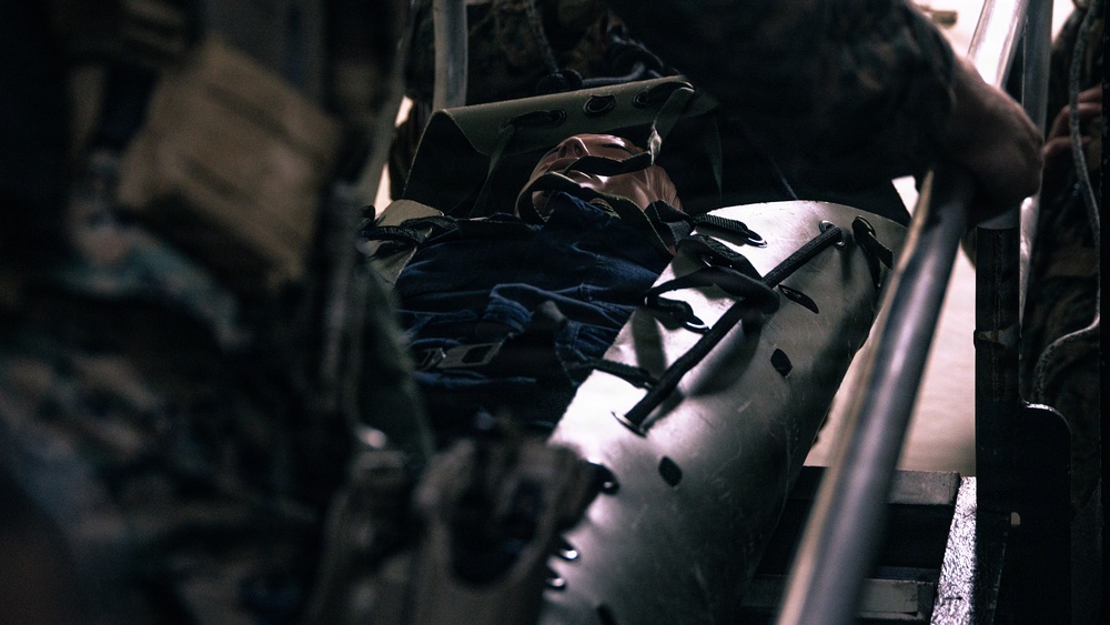 31st MEU | Maritime Raid Force confined space CASEVAC drills aboard USS Tripoli