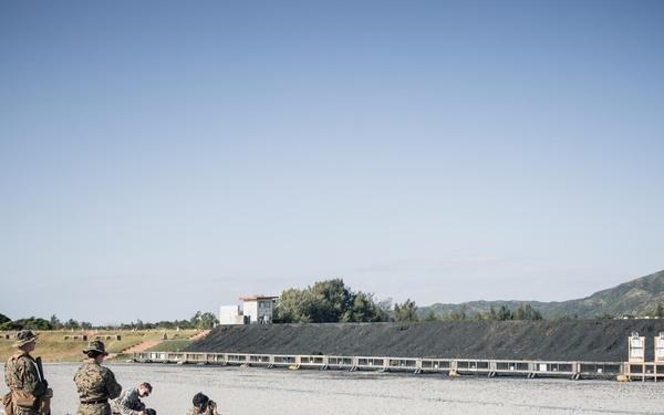 5th Air Naval Gunfire Liaison Company Marines conduct marksmanship rifle range