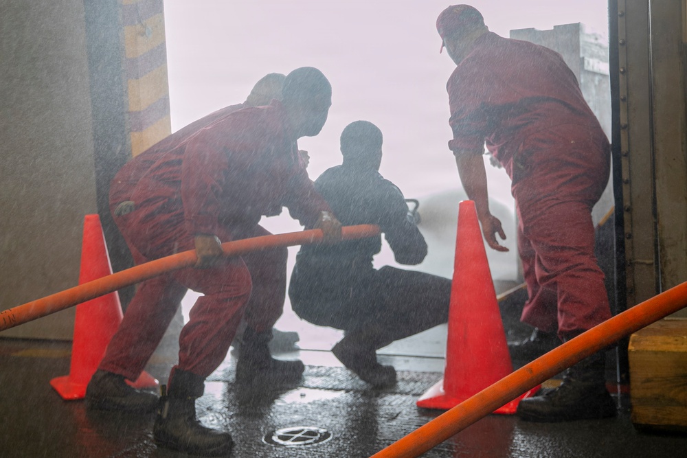 USS Tripoli Conducts General Quarters Drill