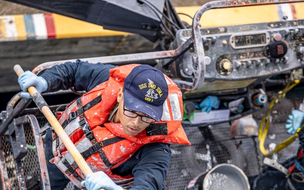 USS Iwo Jima Sailors Painting The Hull