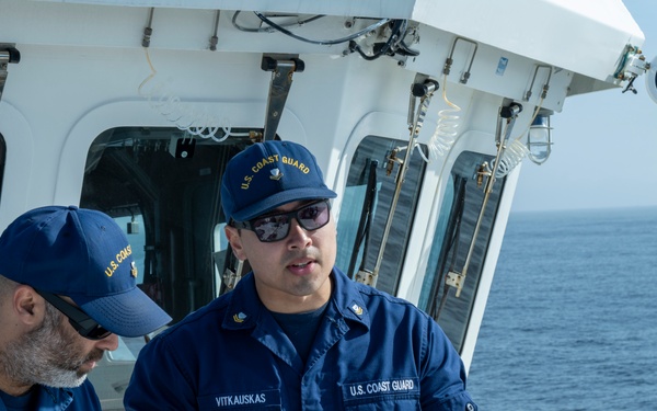 Coast Guard members conduct UAS training aboard cutter