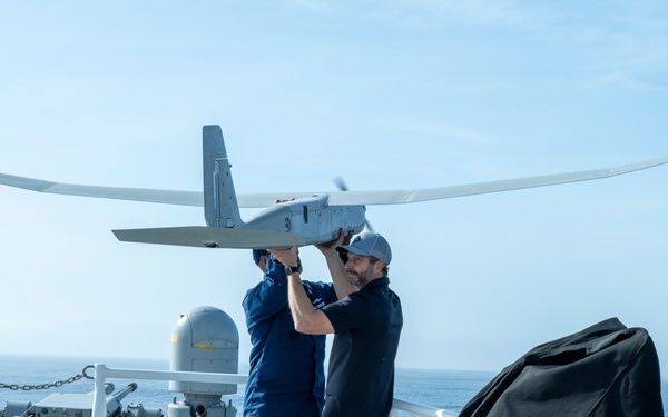 Coast Guard members conduct UAS training aboard cutter