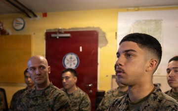 Secretary of War speaks with U.S. Marines, Sailors deployed to Europe