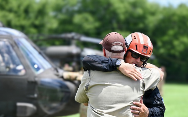 Texas Task Force 1, Army National Guard assist Kerr County engineers in aerial flood damage assessment