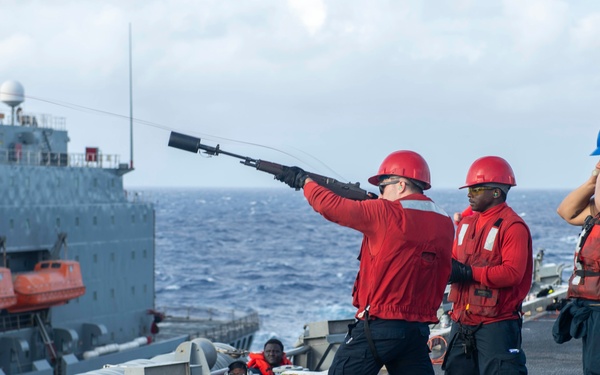 Abraham Lincoln conducts a fueling-at-sea with Henry J. Kaiser