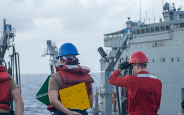Abraham Lincoln conducts a fueling-at-sea with Henry J. Kaiser