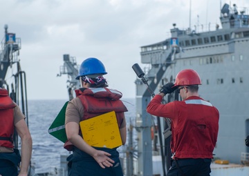 Abraham Lincoln conducts a fueling-at-sea with Henry J. Kaiser