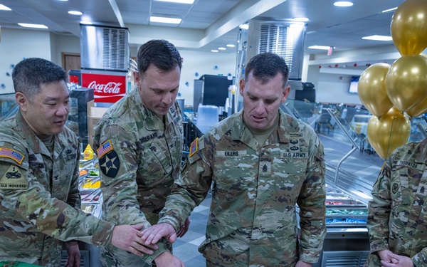 Cake Cutting Ceremony Inaugurates New DFAC at Camp Hovey.