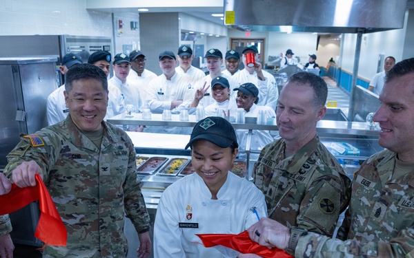Cake Cutting Ceremony Inaugurates New DFAC at Camp Hovey.