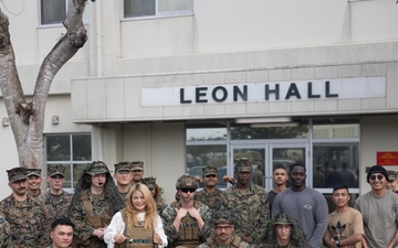 Stamp Fairtex visits 5th Air Naval Gunfire Liaison Company Marines at Camp Hansen