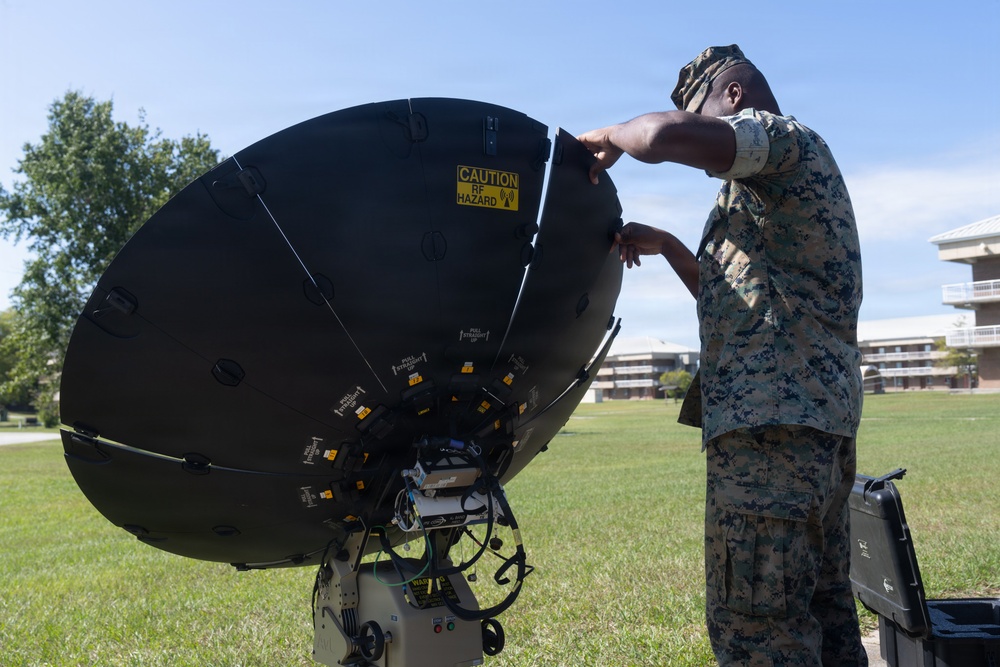 2nd Marine Logistics Group Field Tests Lite Sat 1.3m Satellite Terminal