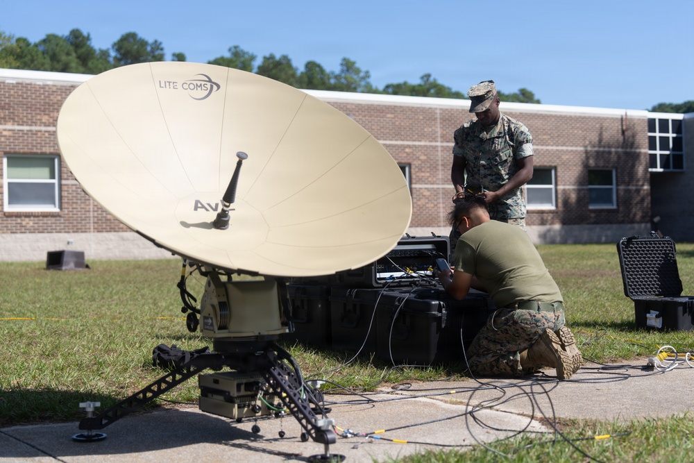 2nd Marine Logistics Group Field Tests Lite Sat 1.3m Satellite Terminal