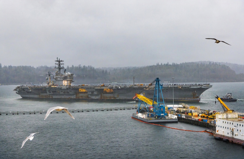 USS Nimitz comes home  from nine month deployment.
