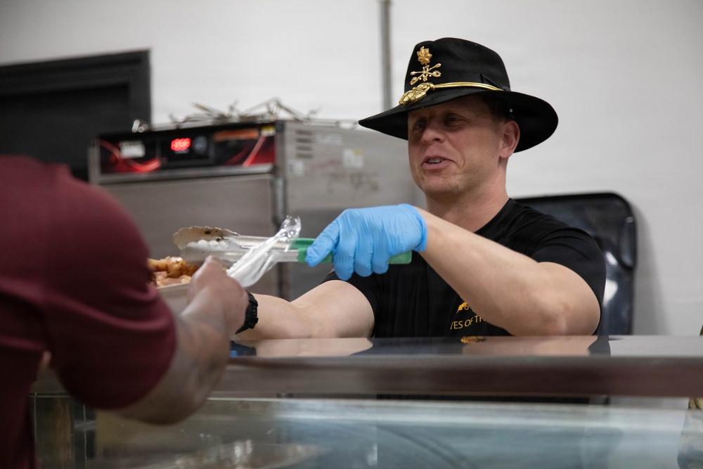 Soldiers are served a Holiday dinner at Erbil Air Base