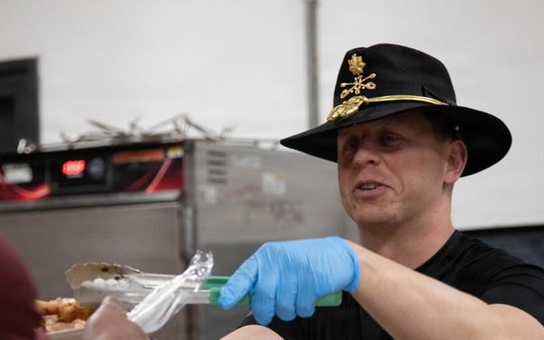Soldiers are served a Holiday dinner at Erbil Air Base