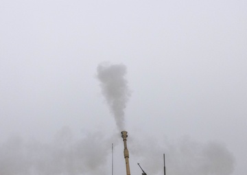 Soldiers fire M109A7 Paladin during Table 11 qualifications in Latvia