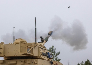 Soldiers fire M109A7 Paladin during Table 12 qualifications in Latvia
