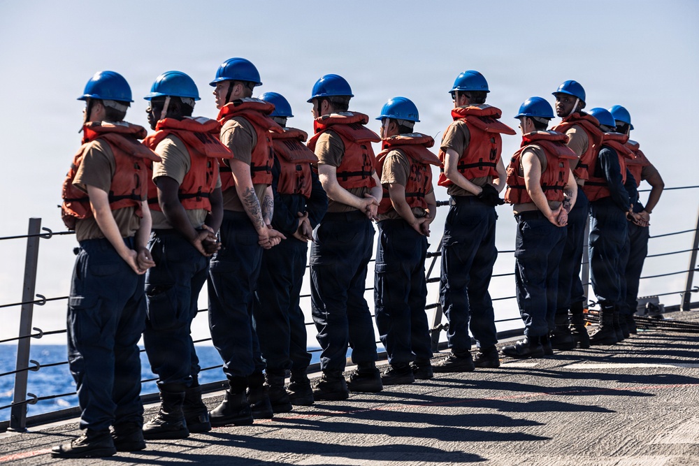 USS Bainbridge Replenishment-at-Sea with USNS Robert E. Peary