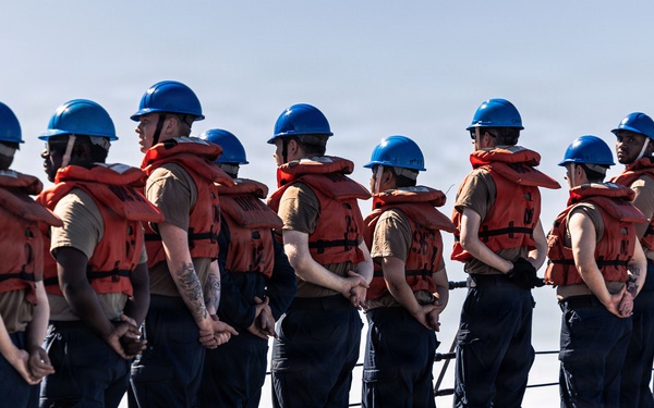 USS Bainbridge Replenishment-at-Sea with USNS Robert E. Peary