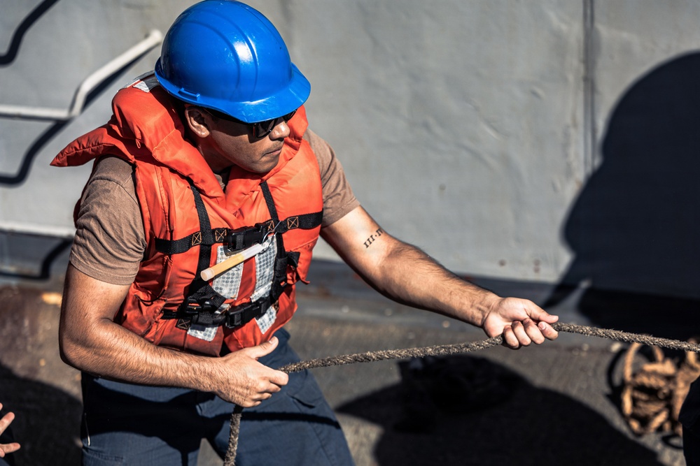 USS Bainbridge Replenishment-at-Sea with USNS Robert E. Peary