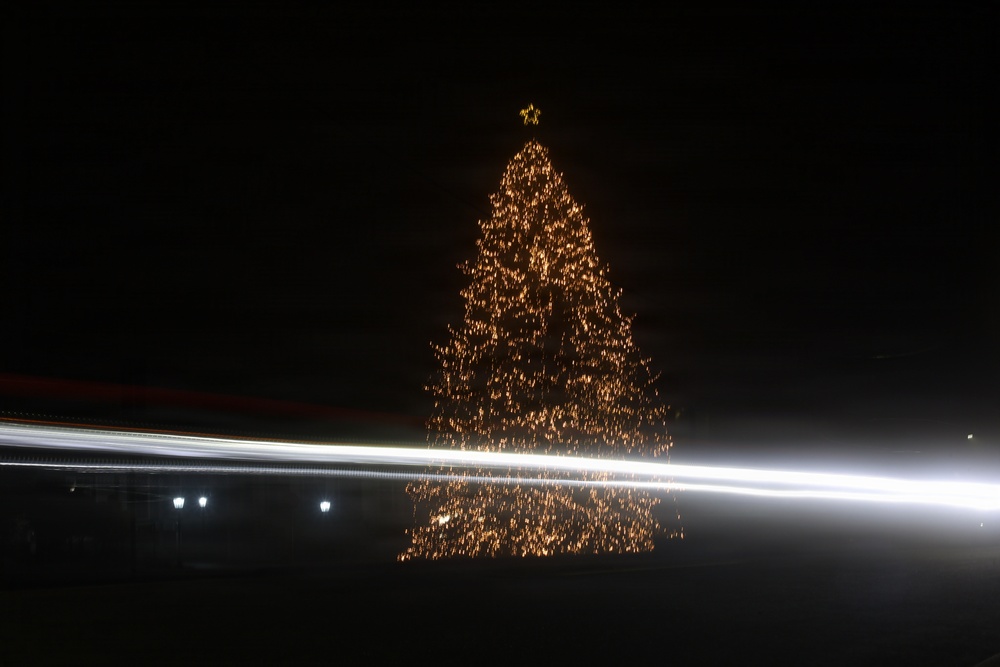 Holiday Lights Bring Warmth to Smith Barracks Night