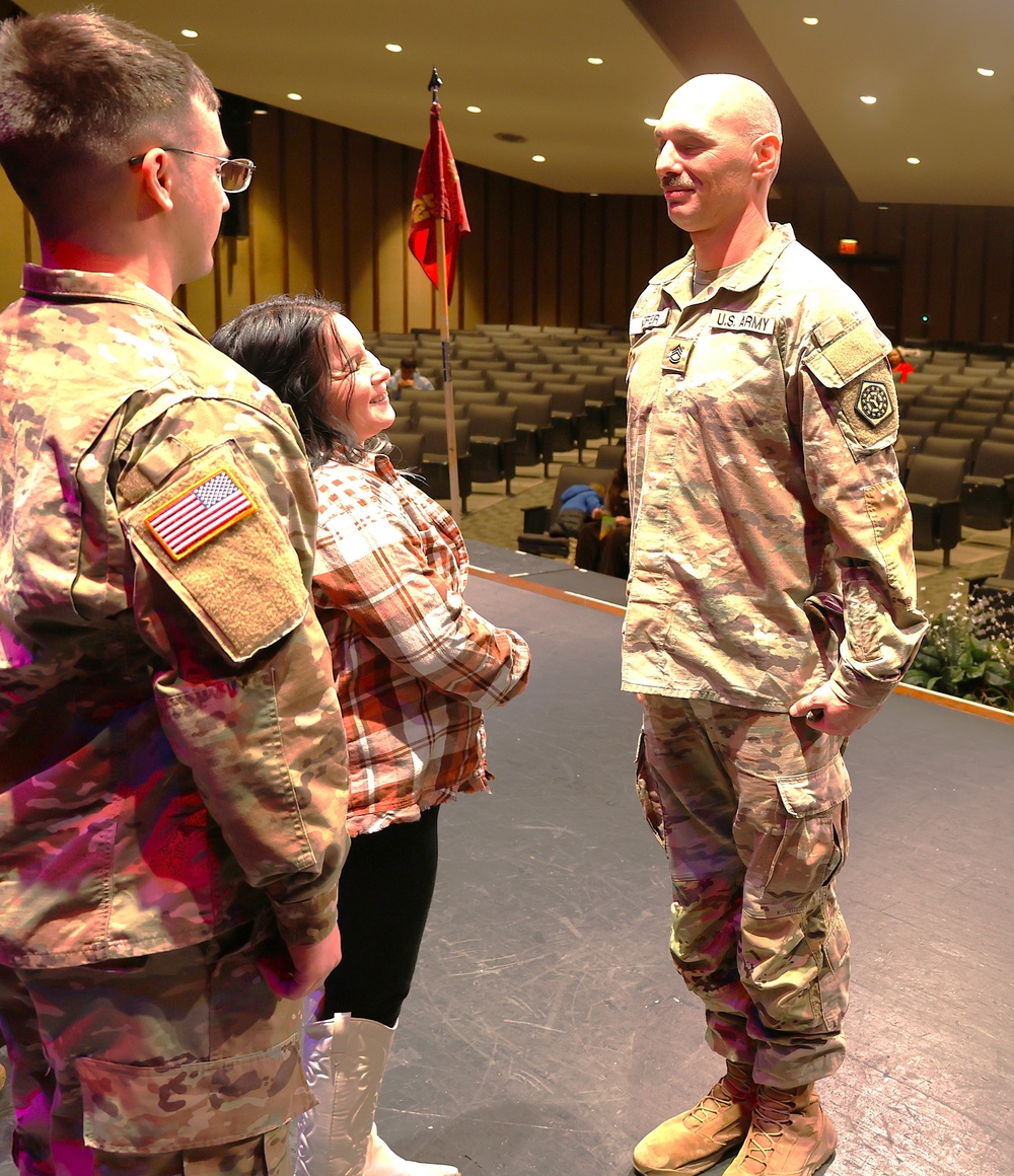 ILLINOIS ARMY NATIONAL GUARD SOLDIER PROMOTED AFTER 725th TRANSPORTATION COMPANY WELCOME HOME CEREMONY