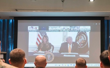 President Donald J. Trump Speaks to MRF-SEA Marines during Christmas Morale Call