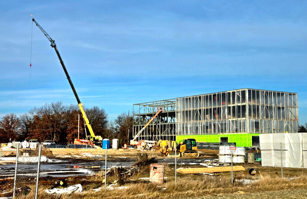 December 2025 construction operations for fiscal year 2024-funded $55.75 million Collective Training Officers Quarters Project at Fort McCoy