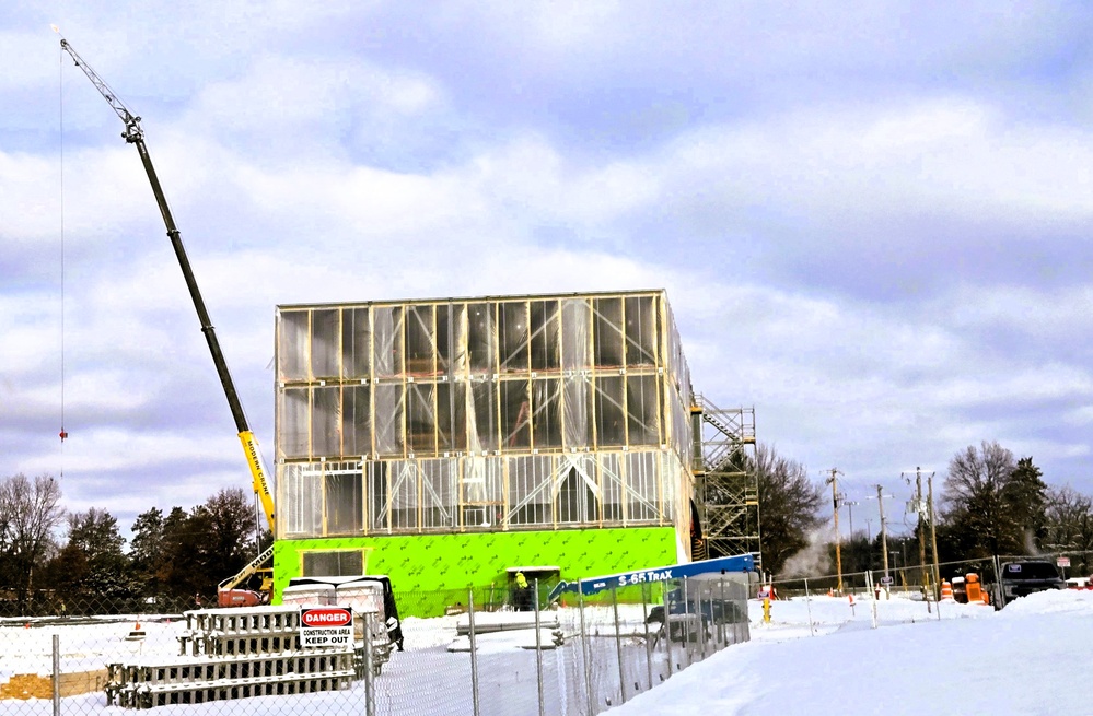 December 2025 construction operations for fiscal year 2024-funded $55.75 million Collective Training Officers Quarters Project at Fort McCoy