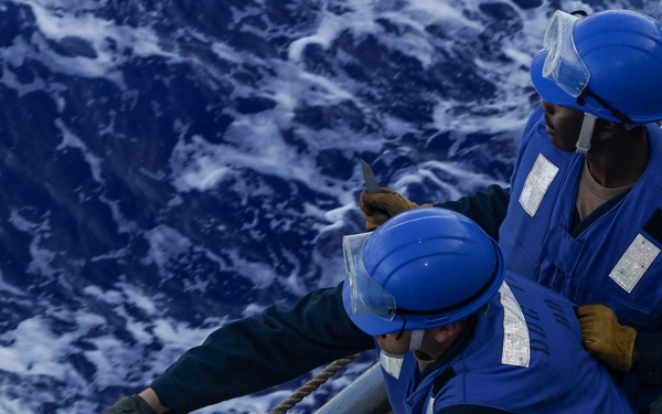 Frank E. Petersen Jr. conducts fueling-at-sea