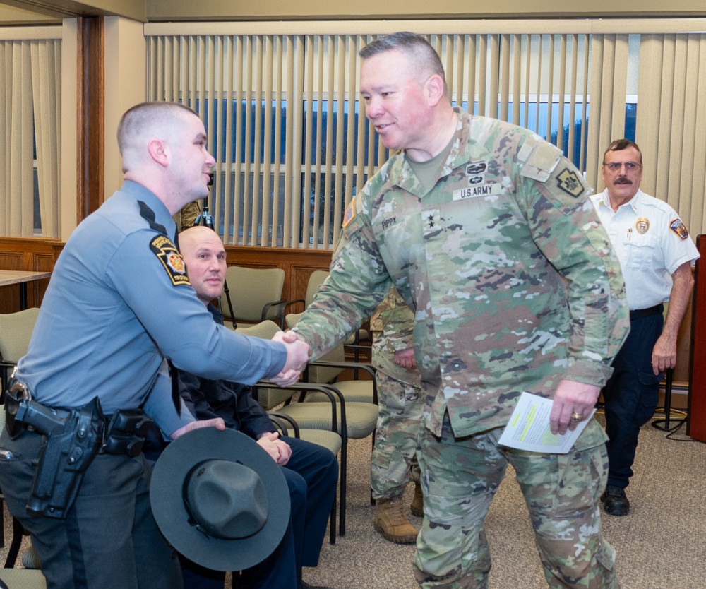 Fort Indiantown Gap firefighters, Pa. State Police trooper honored for life-saving efforts