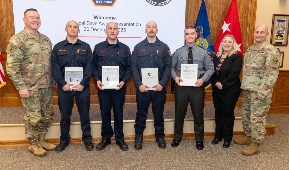 Fort Indiantown Gap firefighters, Pa. State Police trooper honored for life-saving efforts