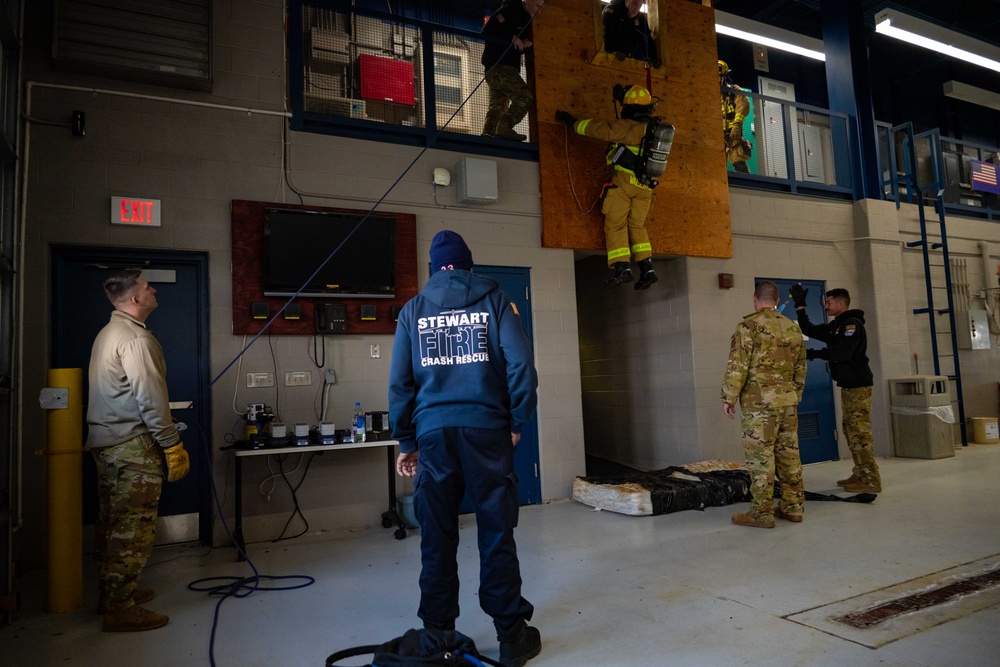 105th Firefighters practice emergency egress