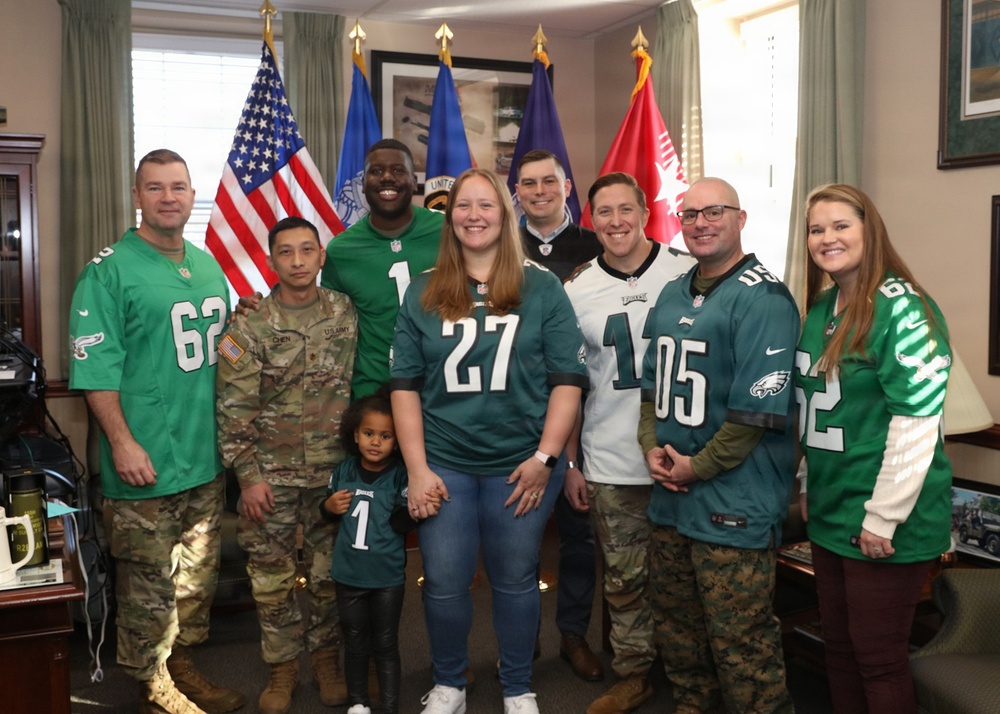 Philadelphia-born Soldier, lifelong Eagles fan reenlists on his birthday ahead of NFL playoffs showdown