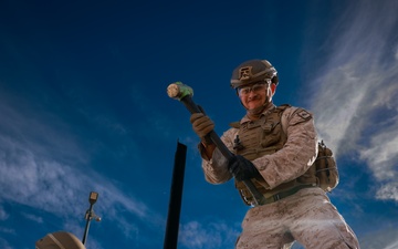 National Defense Area 5 sign post installation