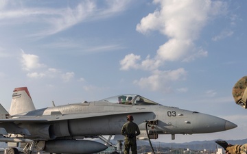 U.S. Marines perform ordnance loading and refueling
