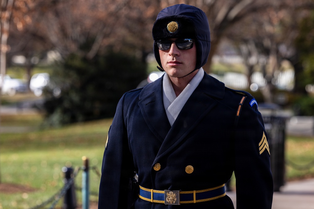 Command Sgt. Maj. Brandsasse Lays a Wreath at the Tomb of the Unknown Soldier