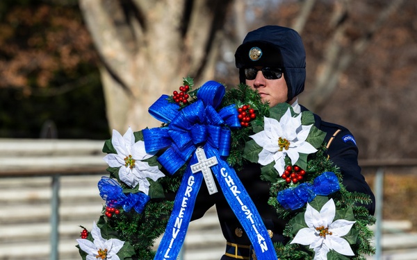 Command Sgt. Maj. Brandsasse Lays a Wreath at the Tomb of the Unknown Soldier