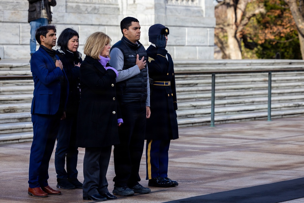Command Sgt. Maj. Brandsasse Lays a Wreath at the Tomb of the Unknown Soldier