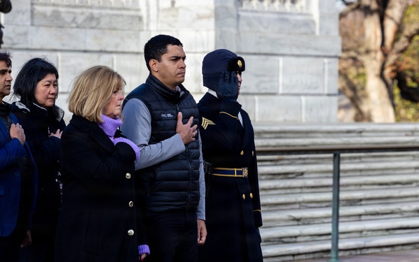 Command Sgt. Maj. Brandsasse Lays a Wreath at the Tomb of the Unknown Soldier