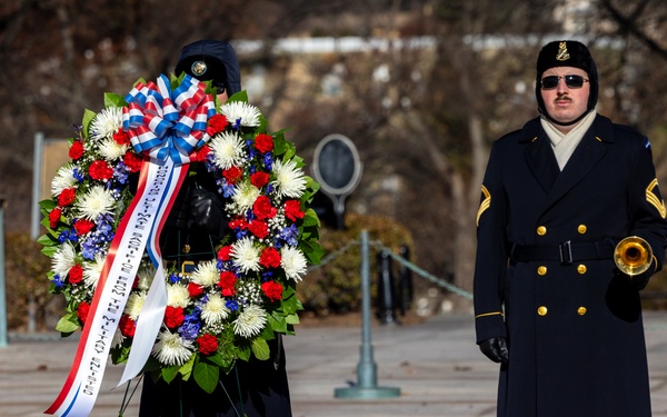 Command Sgt. Maj. Brandsasse Lays a Wreath at the Tomb of the Unknown Soldier