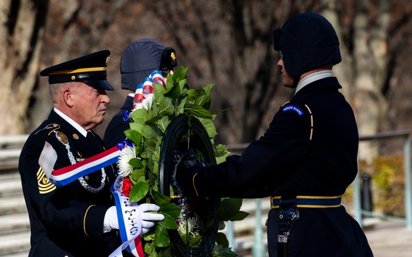 Command Sgt. Maj. Brandsasse Lays a Wreath at the Tomb of the Unknown Soldier