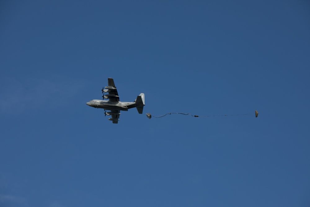 3rd Landing Support Battalion Marines Conduct Airborne and Air Delivery Training on Ie Shima, Okinawa