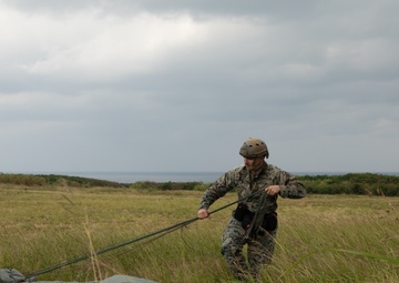 3rd Landing Support Battalion Marines Conduct Airborne and Air Delivery Training on Ie Shima, Okinawa